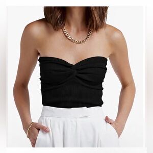 Anrabess Elegant BLACK Strapless Knit Top Size Small NWOT